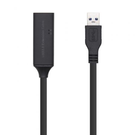Cable Alargador USB 3.0 con Amplificador Aisens A105-0409/ USB Macho - USB Hembra/ Hasta 9W/ 625Mbps/ 15m/ Negro - Frikibase