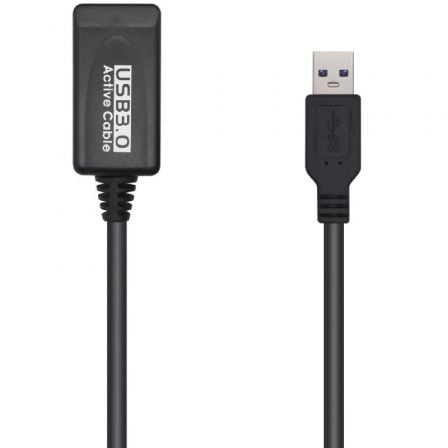 Cable Alargador USB 3.0 con Amplificador Aisens A105-0525/ USB Macho - USB Hembra/ Hasta 9W/ 625Mbps/ 5m/ Negro - Frikibase