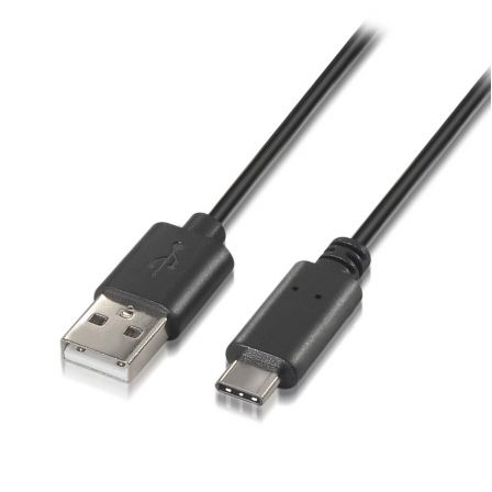 Cable USB 2.0 Tipo-C Aisens A107-0050/ USB Tipo-C Macho - USB Macho/ 480Mbps/ 50cm/ Negro - Frikibase