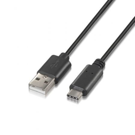 Cable USB 2.0 Tipo-C Aisens A107-0051/ USB Tipo-C Macho - USB Macho/ 480Mbps/ 1m/ Negro - Frikibase