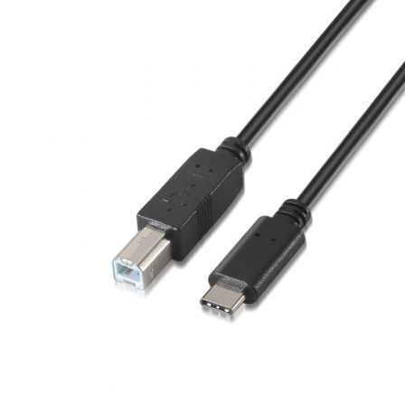 Cable USB 2.0  Impresora Aisens A107-0054/ USB Tipo-C Macho - USB Tipo-B Macho/ 480Mbps/ 2m/ Negro - Frikibase
