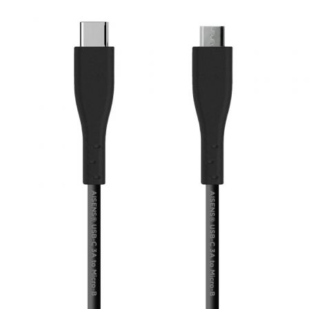 Cable USB 2.0 Aisens A107-0349/ USB Tipo-C Macho - MicroUSB Macho/ 480Mbps/ 1m/ Negro - Frikibase