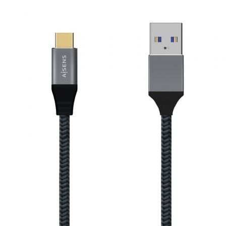 Cable USB 3.1 Tipo-C Aisens A107-0633/ USB Tipo-C Macho - USB Macho/ Hasta 27W/ 1250Mbps/ 2m/ Gris - Frikibase