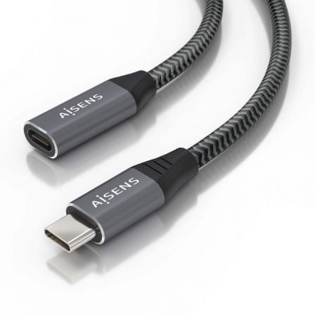 Cable Alargador USB 3.2 Aisens A107-0636/ USB Tipo-C Macho - USB Tipo-C Hembra/ Hasta 100W/ 20Gbps/ 2m/ Gris - Frikibase