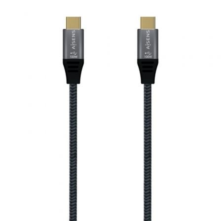 Cable USB 3.2 Tipo-C Aisens A107-0672 20GBPS 100W/ USB Tipo-C Macho - USB Tipo-C Macho/ Hasta 100W/ 20Gbps/ 1.5m/ Gris - Frikibase