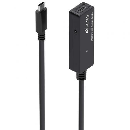 Cable Alargador USB 3.2 con Amplificador Aisens A107-0869/ USB Tipo-C Macho - USB Tipo-C Hembra/ Hasta 100W/ 20Gbps/ 5m/ Negro - Frikibase