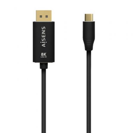 Cable Conversor DisplayPort 8K 60HZ Aisens A109-0687/ USB Tipo-C Macho - Displayport Macho/ Hasta 27W/ 1250Mbps/ 1.8m/ Negro - Frikibase