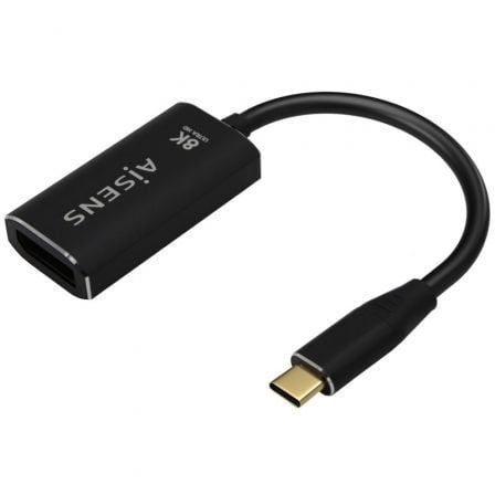 Conversor Aisens A109-0690/ USB Tipo-C Macho - DisplayPort Hembra/ Hasta 27W/ 1250Mbps/ 15cm/ Negro - Frikibase