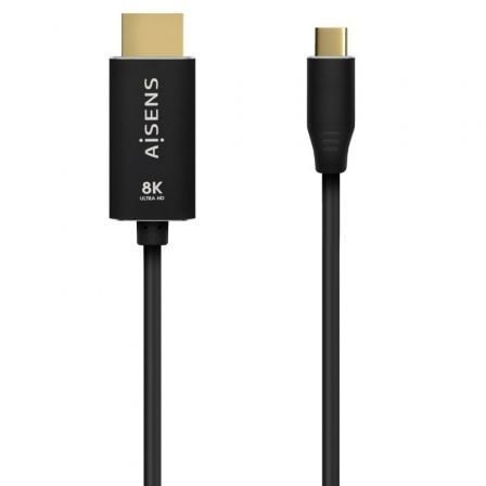 Cable Conversor Aisens A109-0712/ USB Tipo-C Macho - HDMI 8K Macho/ Hasta 27W/ 6000Mbps/ 2m/ Negro - Frikibase