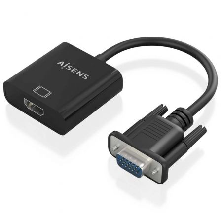 Cable Conversor Aisens A115-0873/ VGA Macho/ HDMI Hembra - Jack 3.5 Hembra - MicroUSB / 20cm/ Negro - Frikibase