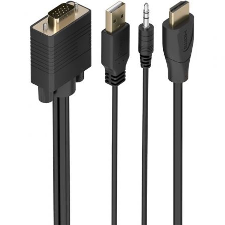 Cable Conversor Aisens A115-1008 SVGA Macho - USB Macho - Jack Macho/ HDMI Macho/ 1.5m/ Negro - Frikibase