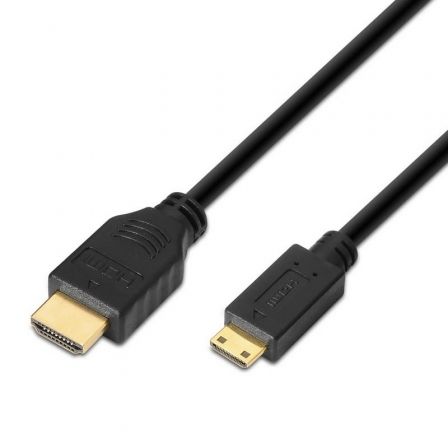 Cable HDMI Aisens A119-0114/ HDMI Macho - Mini HDMI Macho/ Hasta 10W/ 720Mbps/ 1.8m/ Negro - Frikibase
