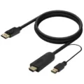 Cable Conversor Aisens A122-0641/ HDMI Macho - DisplayPort Macho + USB Macho/ Hasta 10W/ 2250Mbps/ 10cm + 1.8m/ Negro – imagen 2