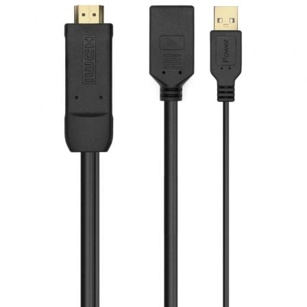 Cable Conversor 4K Aisens A122-0642/ HDMI Macho - DisplayPort Hembra - USB Macho/ Hasta 10W/ 2250Mbps/ 10cm + 10cm/ Negro - Frikibase