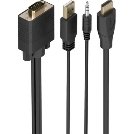 Cable Conversor Aisens A122-1015 SVGA Macho - USB Macho - Jack Macho/ HDMI Macho/ 2m/ Negro - Frikibase