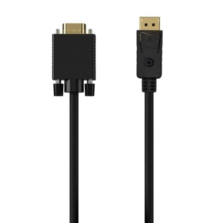 Cable Conversor Aisens A125-0552/ DisplayPort Macho - VGA Macho/ Hasta 5W/ 2300Mbps/ 1m/ Negro - Frikibase