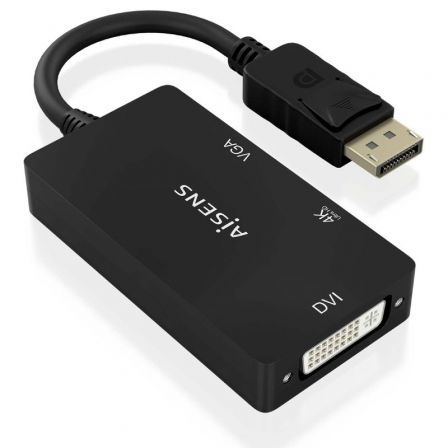 Cable Conversor Aisens A125-0861/ DisplayPort Macho/ VGA Hembra - DVI Hembra - HDMI 4K Hembra/ 15cm/ Negro - Frikibase