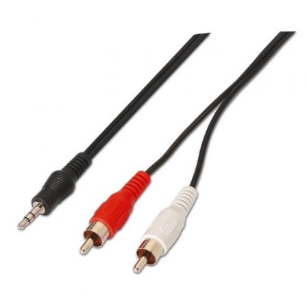 Cable Estéreo Aisens A128-0147/ Jack 3.5 Macho - 2x RCA Macho/ Hasta 0.1W/ 1.5m/ Negro - Frikibase