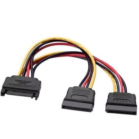 Cable Alimentación Aisens A131-0353/ SATA Macho - 2x SATA Hembra/ Hasta 54W/ 20cm/ Negro - Frikibase