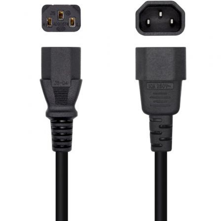 Cable Alimentación Aisens A132-0466/ C13 Hembra - C14 Macho/ Hasta 1500W/ 3m/ Negro - Frikibase