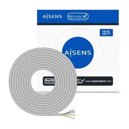 Bobina de Cable RJ45 UTP AWG23 CCA (Aleación) Aisens A135-0660 Cat.6/ 100m/ Gris - Frikibase