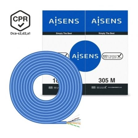 Bobina de Cable RJ45 UTP AWG24 LSZH CPR Dca Aisens A135-0663 Cat.6/ 305m/ Azul - Frikibase