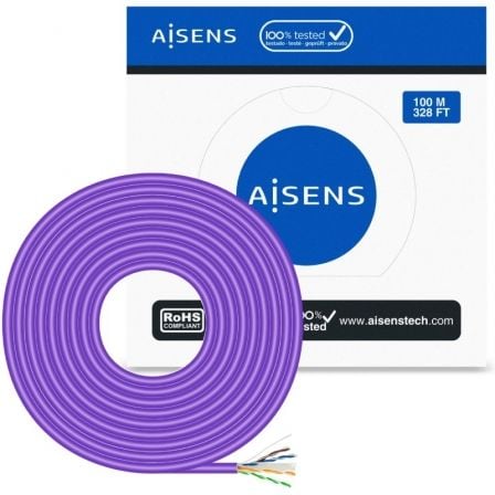 Bobina de Cable RJ45 AWG23 UTP Aisens A135-0747 Cat.6/ LSZH/ 100m/ Violeta - Frikibase