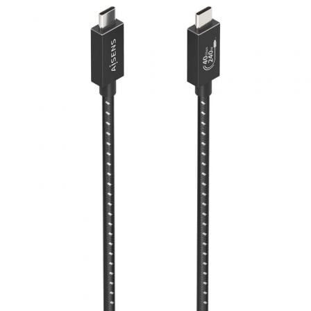 Cable USB 4.0 Tipo-C Aisens A156-0866/ USB Tipo-C Macho - USB Tipo-C Macho/ Hasta 240W/ 40Gbps/ 50cm/ Gris - Frikibase