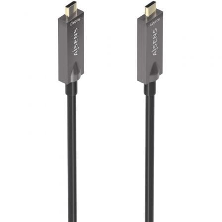 Cable USB 3.1 Tipo-C Aisens AOC A157-0882/ USB Tipo-C Macho - USB Tipo-C Macho/ Hasta 60W/ 10Gbps/ 10m/ Negro - Frikibase