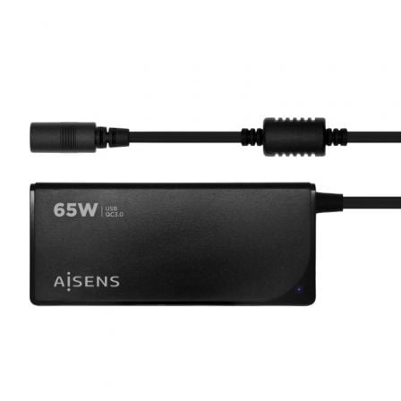 Cargador de Portátil Aisens ASLC-65WAUTO-BK/ 65W/ 1xUSB QC3.0/ Automático/ 9 Conectores/ Voltaje 18.5-20V - Frikibase