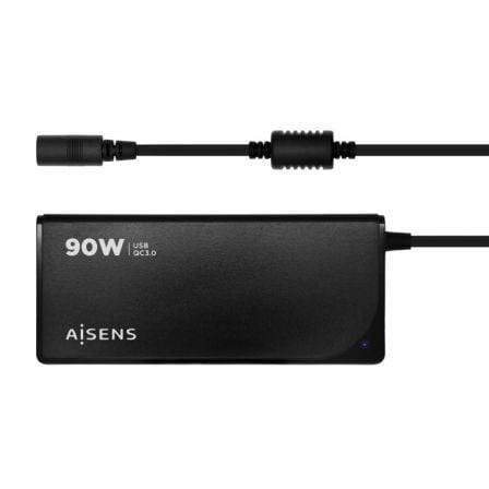 Cargador de Portátil Aisens ASLC-90WAUTO-BK/ 1xUSB/ 90W/ Automático/ 12 Conectores/ Voltaje 15-20V - Frikibase