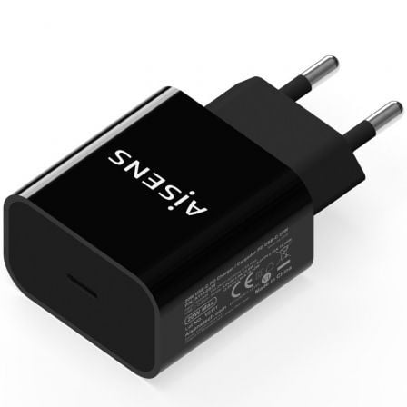 Cargador de Pared Aisens A110-0538/ 1xUSB Tipo-C PD3.0/ 20W/ Negro - Frikibase