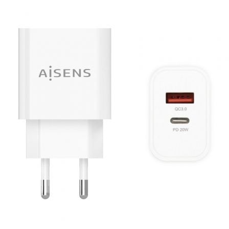 Cargador de Pared Aisens A110-0681/ 1xUSB Tipo-C/ 1xUSB/ 20W - Frikibase