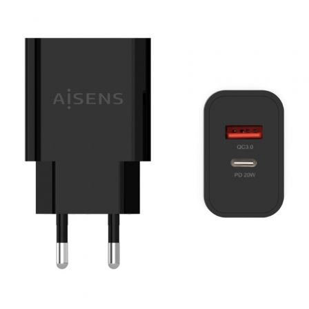 Cargador de Pared Aisens A110-0682/ 1xUSB Tipo-C/ 1x USB/ 20W - Frikibase