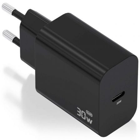 Cargador de Pared GaN Aisens A110-0941/ 1xUSB Tipo-C/ 30W/ Negro - Frikibase