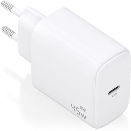 Cargador de Pared GaN Aisens A110-0969/ 1xUSB Tipo-C/ 45W/ Blanco - Frikibase