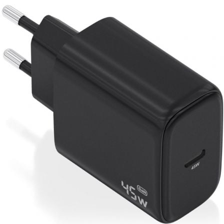 Cargador de Pared GaN Aisens A110-0970/ 1xUSB Tipo-C/ 45W/ Negro - Frikibase