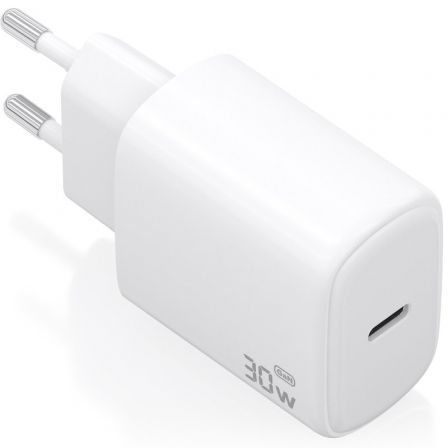 Cargador de Pared GaN Aisens A110-0975/ 1xUSB Tipo-C/ 30W/ Blanco - Frikibase