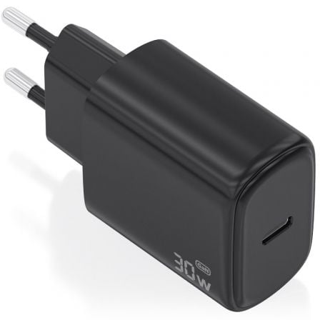 Cargador de Pared GaN Aisens A110-0976/ 1xUSB Tipo-C/ 30W/ Negro - Frikibase