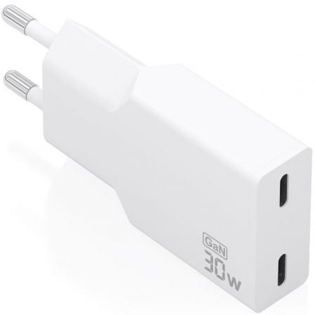 Cargador de Pared GaN Aisens A110-1003/ 2xUSB Tipo-C/ 30W/ Blanco - Frikibase