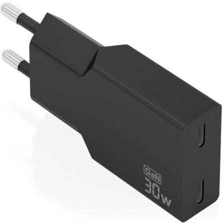 Cargador de Pared GaN Aisens A110-1006/ 2xUSB Tipo-C/ 30W/ Negro - Frikibase