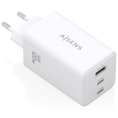 Cargador de Pared GaN Aisens ASCH-100W3P051-W/ 2xUSB Tipo-C/ 1xUSB/ 100W - Frikibase