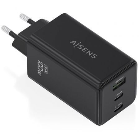 Cargador de Pared GaN Aisens ASCH-100W3P052-BK/ 2xUSB Tipo-C/ 1xUSB/ 100W - Frikibase