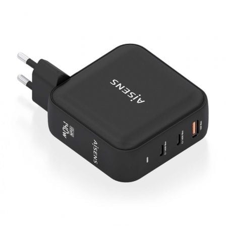 Cargador de Pared GaN Aisens ASCH-140W3P031-BK/ 2xUSB Tipo-C/ 1xUSB/ 140W - Frikibase