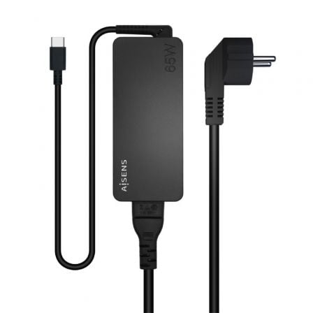 Cargador de Portátil Aisens ASCH-1PD65D-BK/ 1xUSB Tipo-C/ 65W/ Automatico/ Voltaje 5-20V - Frikibase