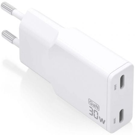 Cargador de Pared GaN Aisens ASCH-30W2P048-W/ 2xUSB Tipo-C/ 30W/ Blanco - Frikibase