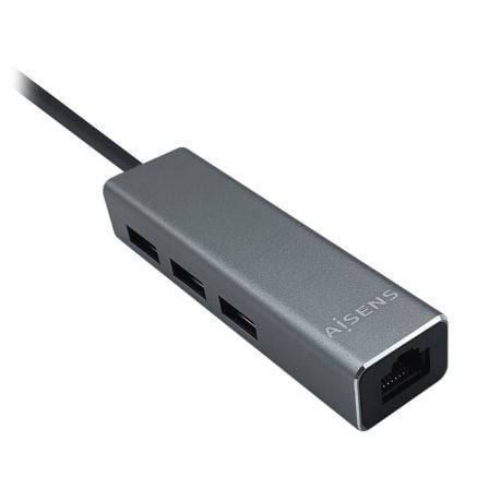 Hub USB 3.0 Aisens A106-0401/ 3xUSB/ 1xRJ45/ Gris - Frikibase
