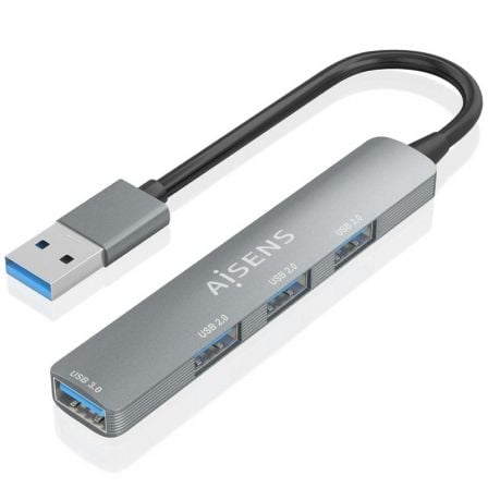 Hub USB 3.0 Aisens A106-0859/ 4xUSB/ Gris - Frikibase