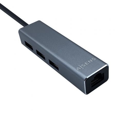 Hub USB Tipo-C Aisens A109-0396/ 3xUSB/ 1xRJ45/ Gris - Frikibase