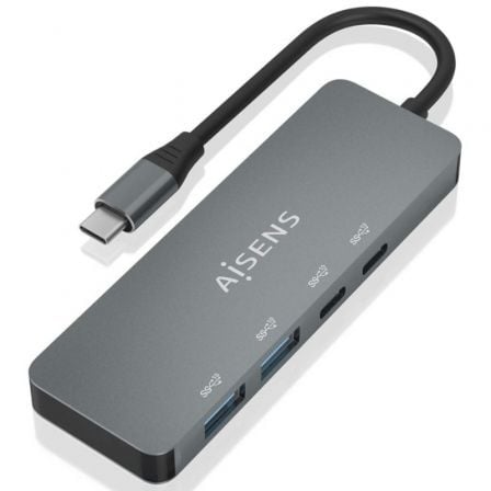 Hub USB Tipo-C Aisens A109-0694/ 2xUSB/ 2xUSB Tipo-C/ Gris - Frikibase